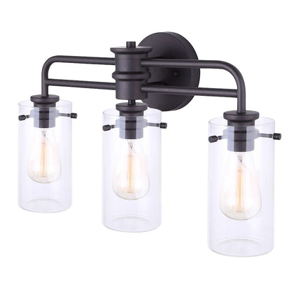 Canarm Albany 24in 3-Light Vanity | Oil Rubbed Bronze and Clear Glass | Bathroom Vanity Light | 24 x 6 x 13 in | Model IVL679A03ORB