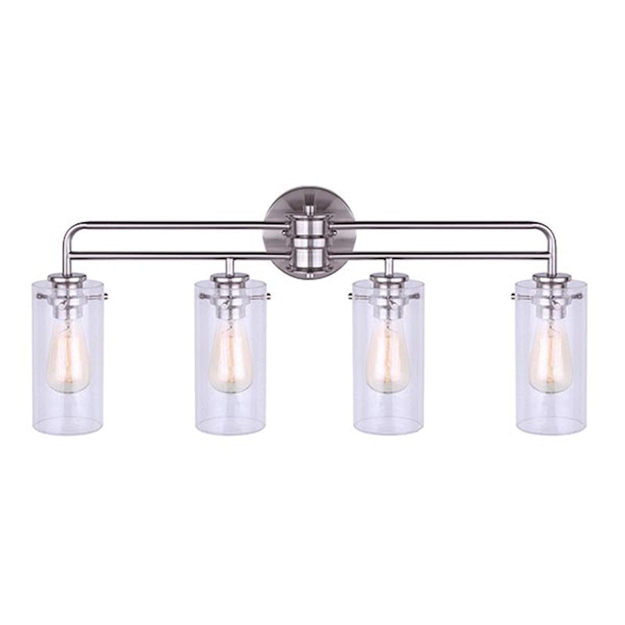 Canarm Albany 31in 4-Light Vanity | Brushed Nickel and Clear Glass | Bathroom Vanity Light | 31 x 6 x 13 in | Model IVL679A04BN