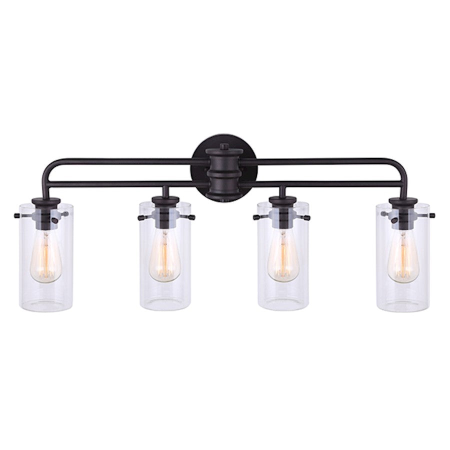 Canarm Albany 31in 4-Light Vanity | Oil Rubbed Bronze and Clear Glass | Bathroom Vanity Light | 31 x 6 x 13 in | Model IVL679A04ORB