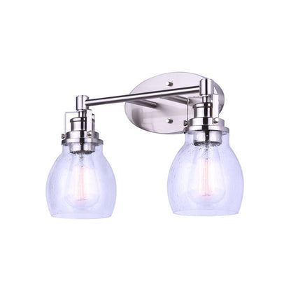 Canarm Carson 16in 2-Light Vanity Light | Transitional Brushed Nickel and Seeded Glass | Bathroom Vanity & Powder Room | Model IVL705A02BN