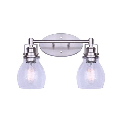 Canarm Carson 16in 2-Light Vanity Light | Transitional Brushed Nickel and Seeded Glass | Bathroom Vanity & Powder Room | Model IVL705A02BN