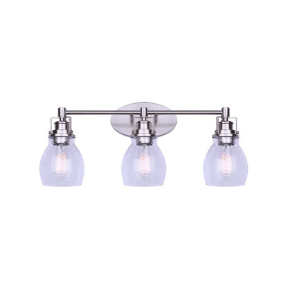 Canarm Carson 24in 3-Light Vanity Light | Modern Brushed Nickel and Clear Seeded Glass | Bathroom & Powder Room | Model IVL705A03BN