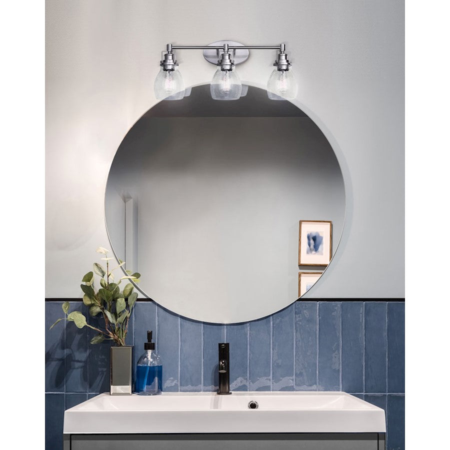 Canarm Carson 24in 3-Light Vanity Light | Modern Brushed Nickel and Clear Seeded Glass | Bathroom & Powder Room | Model IVL705A03BN