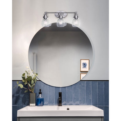 Canarm Carson 24in 3-Light Vanity Light | Modern Brushed Nickel and Clear Seeded Glass | Bathroom & Powder Room | Model IVL705A03BN