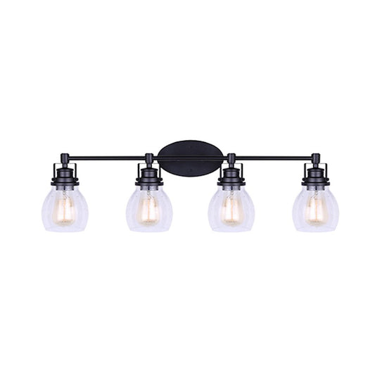 Canarm Carson 33in 4-Light Vanity Light | Industrial Matte Black and Clear Seeded Glass | Bathroom & Powder Room | Model IVL705A04BK