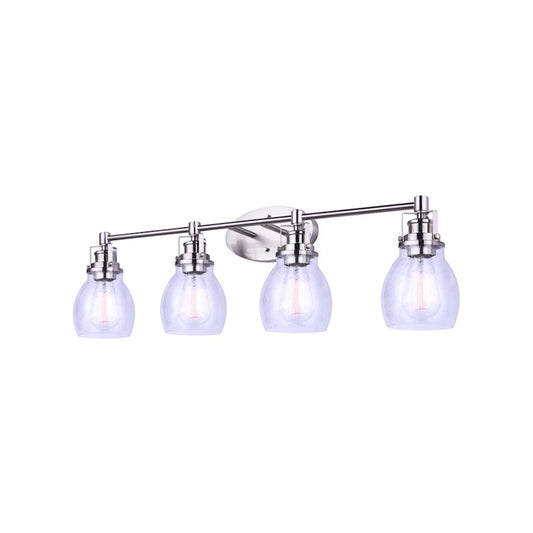 Canarm Carson 33in 4-Light Vanity Light | Modern Brushed Nickel and Clear Seeded Glass | Bathroom & Powder Room | Model IVL705A04BN
