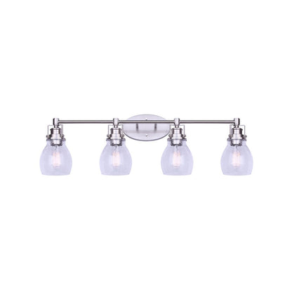 Canarm Carson 33in 4-Light Vanity Light | Modern Brushed Nickel and Clear Seeded Glass | Bathroom & Powder Room | Model IVL705A04BN