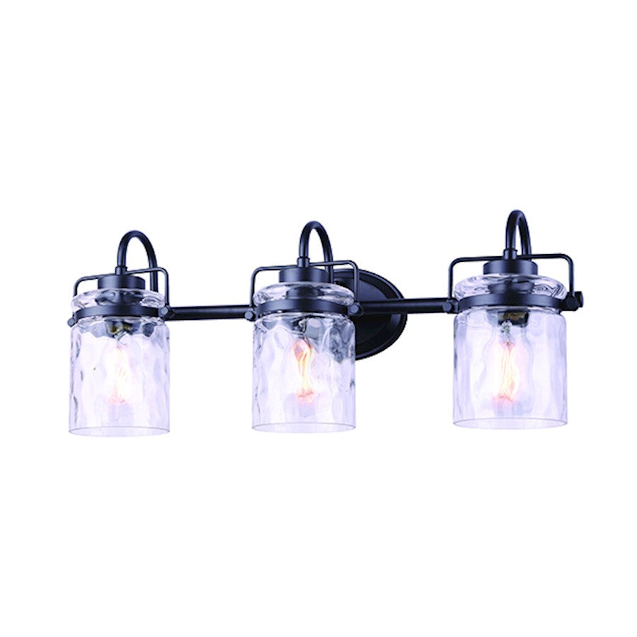 Canarm Arden 25in 3-Light Vanity | Graphite and Watermark Glass | Bathroom Vanity Light | 25 x 10 x 7.5 in | Model IVL707A03GPH
