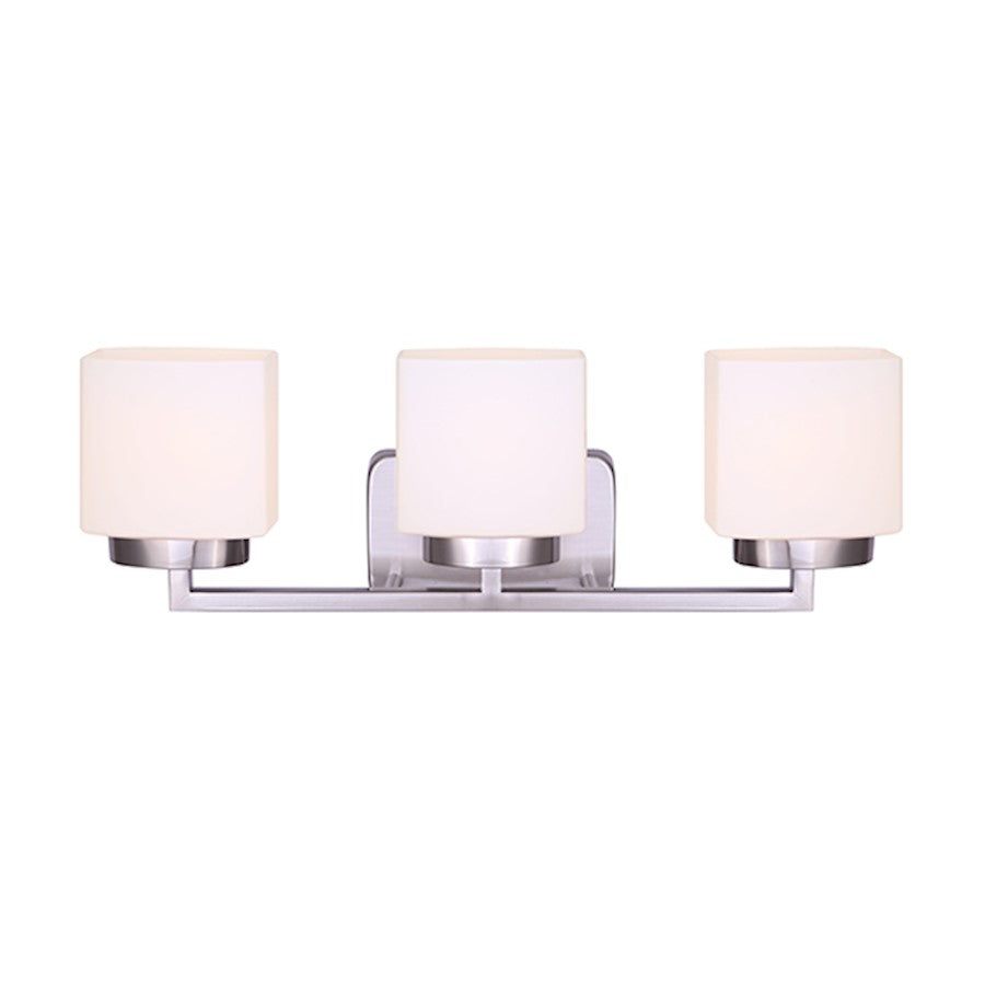 Canarm Sutherland 3-Light Vanity Light | Brushed Nickel and Flat Opal Glass | Bathroom Vanity | 23 x 6 x 8 in | Model IVL751A03BN
