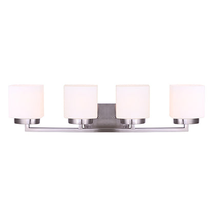 Canarm Sutherland 4-Light Vanity Light | Brushed Nickel and Flat Opal Glass | Bathroom Vanity | 31 x 6 x 8 in | Model IVL751A04BN