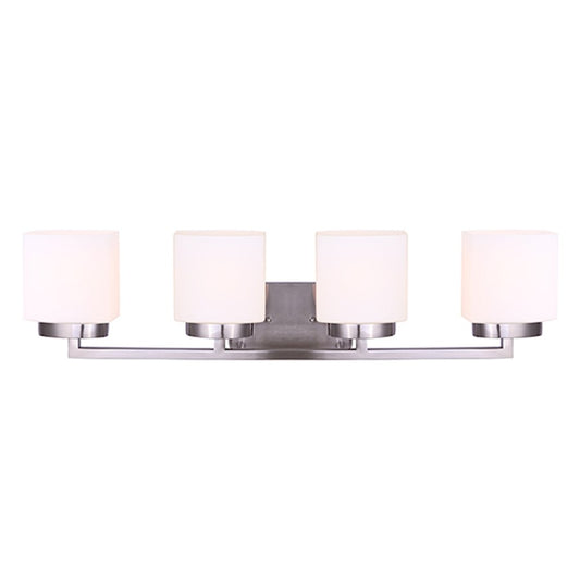 Canarm Sutherland 4-Light Vanity Light | Brushed Nickel and Flat Opal Glass | Bathroom Vanity | 31 x 6 x 8 in | Model IVL751A04BN