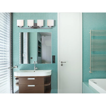 Canarm Sutherland 4-Light Vanity Light | Brushed Nickel and Flat Opal Glass | Bathroom Vanity | 31 x 6 x 8 in | Model IVL751A04BN