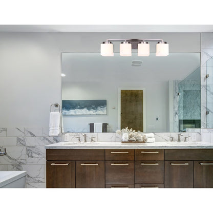 Canarm Sutherland 4-Light Vanity Light | Brushed Nickel and Flat Opal Glass | Bathroom Vanity | 31 x 6 x 8 in | Model IVL751A04BN