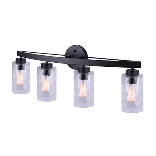 Canarm Newport 31in 4-Light Vanity | Modern Black and Watermark Glass | Bathroom Vanity Light | 31 x 6.5 x 11.25 in | Model IVL754A04BK