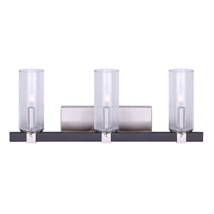 Canarm Cedar 24in 3-Light Vanity Light | Black and Brushed Nickel with Seeded Glass | Bathroom Vanity | 24 x 5 x 10 in | Model IVL762A03BKN