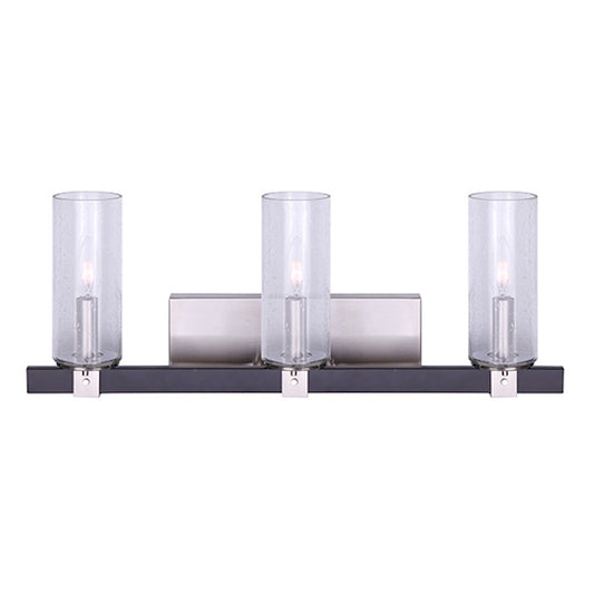 Canarm Cedar 24in 3-Light Vanity Light | Black and Brushed Nickel with Seeded Glass | Bathroom Vanity | 24 x 5 x 10 in | Model IVL762A03BKN