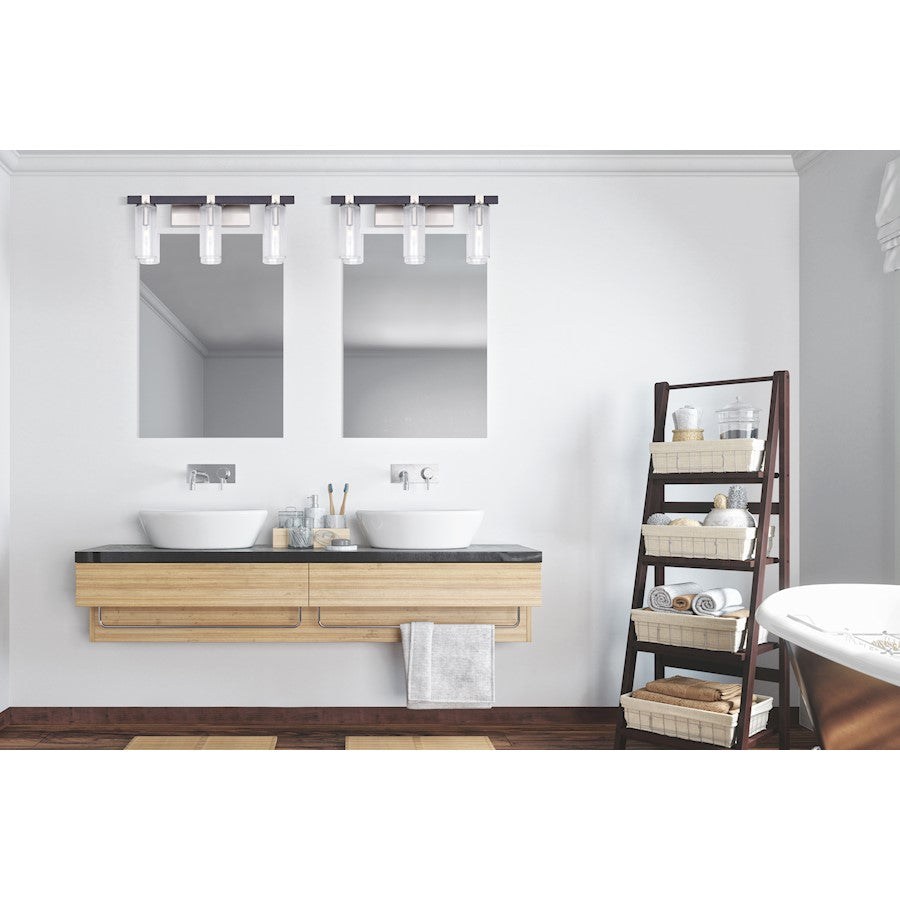 Canarm Cedar 24in 3-Light Vanity Light | Black and Brushed Nickel with Seeded Glass | Bathroom Vanity | 24 x 5 x 10 in | Model IVL762A03BKN