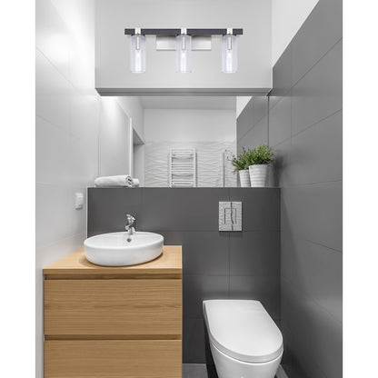 Canarm Cedar 24in 3-Light Vanity Light | Black and Brushed Nickel with Seeded Glass | Bathroom Vanity | 24 x 5 x 10 in | Model IVL762A03BKN