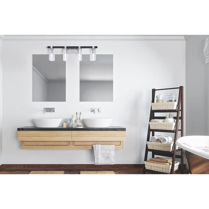 Canarm Cedar 32in 4-Light Vanity Light | Black and Brushed Nickel with Seeded Glass | Bathroom Vanity | 32 x 5 x 10 in | Model IVL762A04BKN