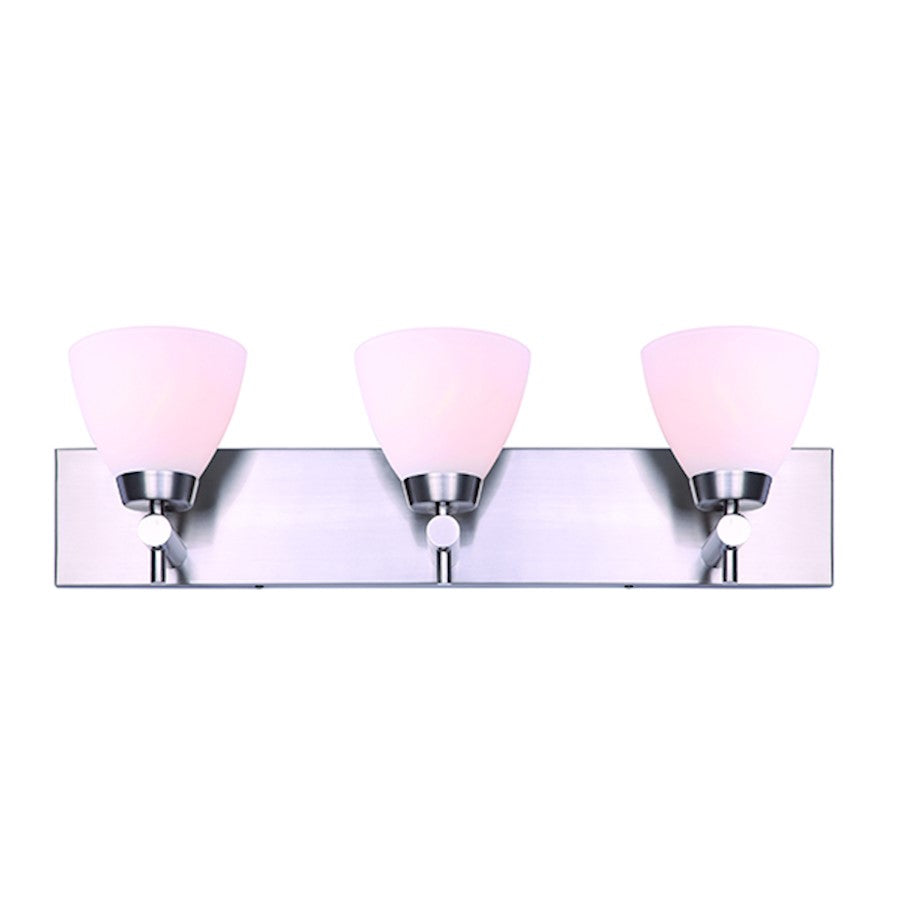 Canarm Noah 24in 3-Light Vanity Light | Brushed Nickel with Flat Opal Glass | Bathroom Vanity | 24 x 6 x 7 in | Model IVL765A03BN