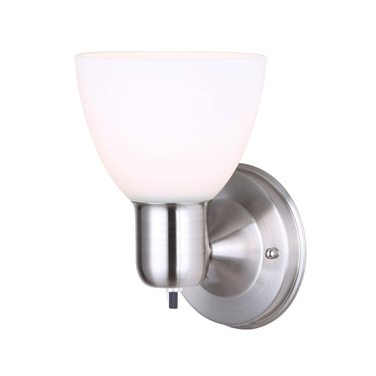 Canarm Madison 5.75in 1-Light Wall Sconce | Art Deco Brushed Nickel | Hallway & Bedroom Accent | 5.5 x 5.75 x 8 in | Model IWF084BN