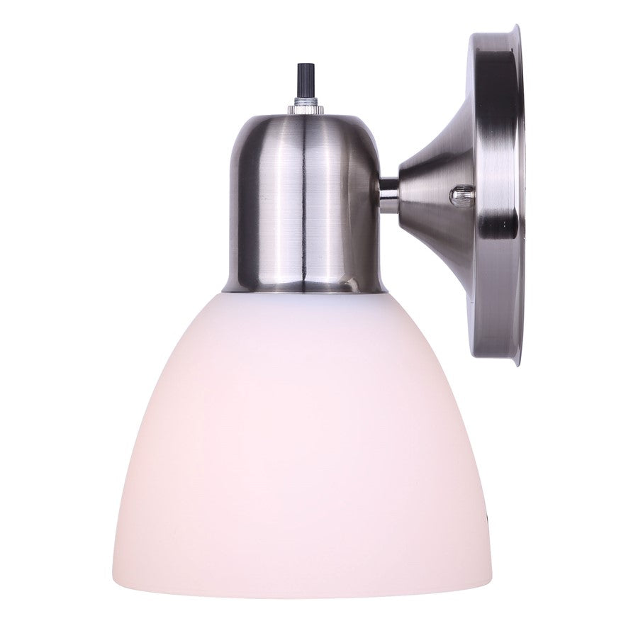Canarm Madison 5.75in 1-Light Wall Sconce | Art Deco Brushed Nickel | Hallway & Bedroom Accent | 5.5 x 5.75 x 8 in | Model IWF084BN