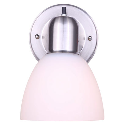 Canarm Madison 5.75in 1-Light Wall Sconce | Art Deco Brushed Nickel | Hallway & Bedroom Accent | 5.5 x 5.75 x 8 in | Model IWF084BN