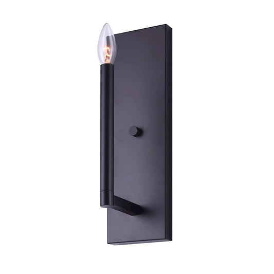 Canarm Kingston 1-Light Wall Sconce | Black | Hallway & Bedroom Accent | 4in W x 14in H x 5in D | Model IWF1011A01BK
