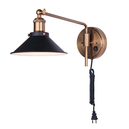 Canarm Tally 8in 1-Light Wall Sconce | Modern Black and Gold Metal | Hallway & Bedroom Accent Light | 8 x 9 x 18 in | Model IWF1017A01BKG