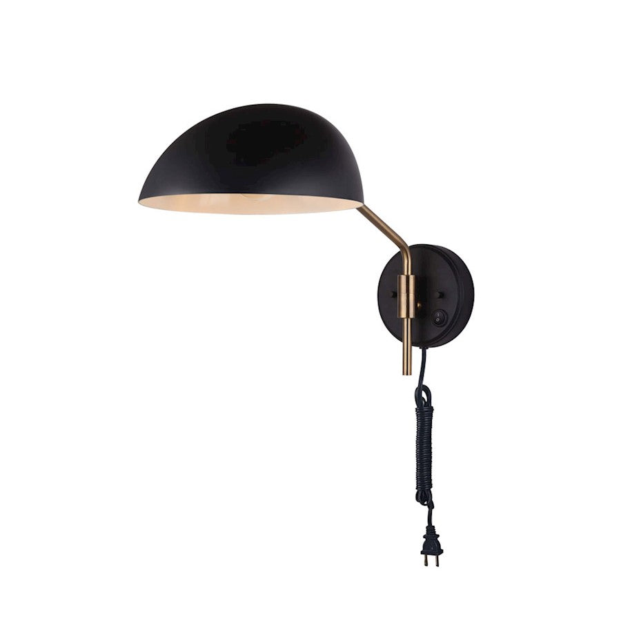 Canarm Hinton 1-Light Wall Sconce | Matte Black and Gold Metal | Bedroom & Hallway Accent | 18.5 x 9.12 x 12.25 in | Model IWF1054A01BKG