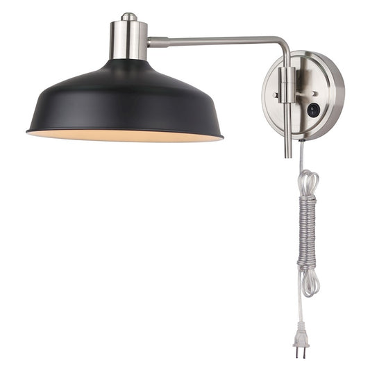 Canarm Bello 1-Light Wall Sconce | Brushed Nickel and Matte Black Metal | Bedroom & Hallway Accent | 21.5 x 10.25 x 7.5 in | Model IWF1055A01BKN
