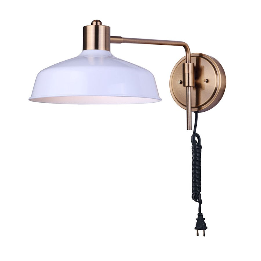 Canarm Bello 1-Light Wall Sconce | Matte Gold and White Metal | Bedroom & Hallway Accent | 21.5 x 10.25 x 7.5 in | Model IWF1055A01GDW