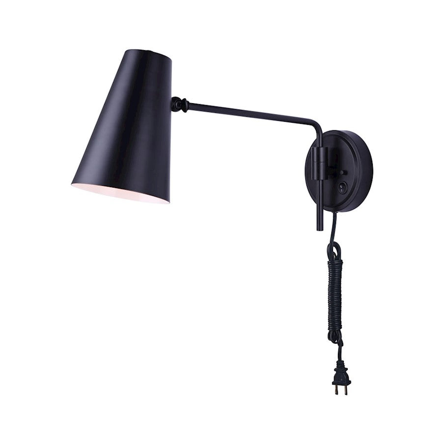 Canarm Orli 1-Light Wall Sconce | Matte Black Metal | Bedroom & Office Accent | 21.5 x 5.5 x 11.5 in | Model IWF1056A01BK
