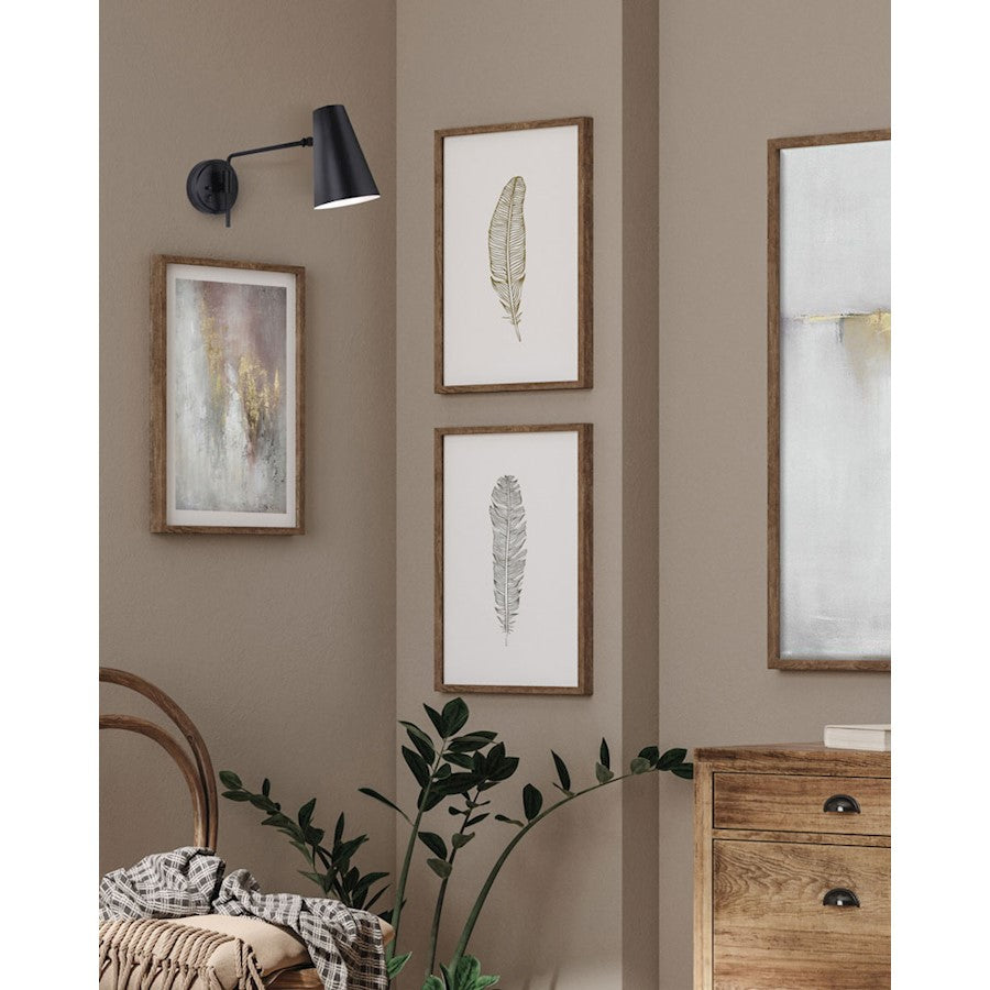 Canarm Orli 1-Light Wall Sconce | Matte Black Metal | Bedroom & Office Accent | 21.5 x 5.5 x 11.5 in | Model IWF1056A01BK
