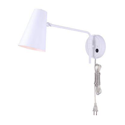 Canarm Orli 22in 1-Light Wall Sconce | Matte White Adjustable Arm | Bedroom & Office Reading Light | 21.5 x 5.5 x 11.5 in | Model IWF1056A01WH