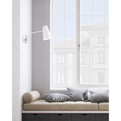 Canarm Orli 22in 1-Light Wall Sconce | Matte White Adjustable Arm | Bedroom & Office Reading Light | 21.5 x 5.5 x 11.5 in | Model IWF1056A01WH