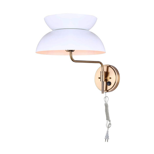 Canarm Mila 1-Light Wall Sconce | Gold and Matte White Metal | Bedroom & Hallway Accent Light | 13 x 18 x 14 in | Model IWF1096A01GDW