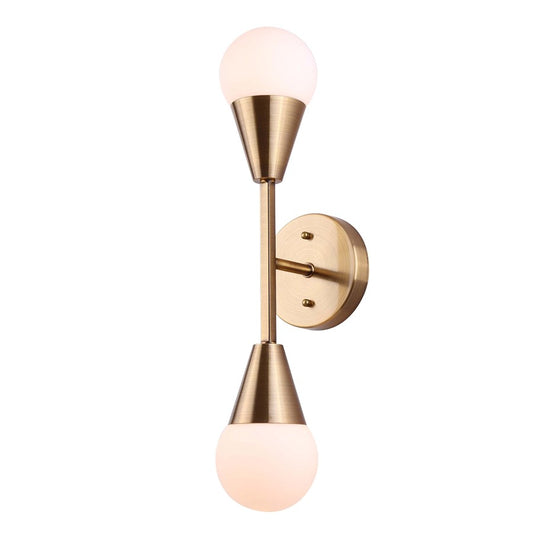 Canarm Arlowe 2-Light Wall Sconce | Gold Metal and Flat Opal Glass | Living Room & Hallway | 4.75 x 5.5 x 19 in | Model IWF1125A02GD9