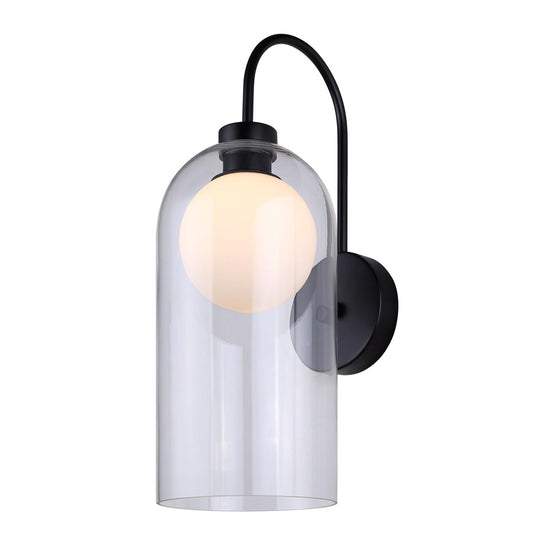 Canarm Pelia 1-Light Wall Sconce | Black Metal and Clear Glass | Hallway & Bedroom Accent | 7 x 10 x 19.88 in | Model IWF1142A01BK