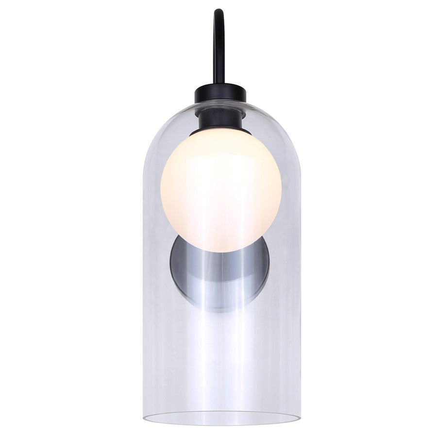 Canarm Pelia 1-Light Wall Sconce | Black Metal and Clear Glass | Hallway & Bedroom Accent | 7 x 10 x 19.88 in | Model IWF1142A01BK