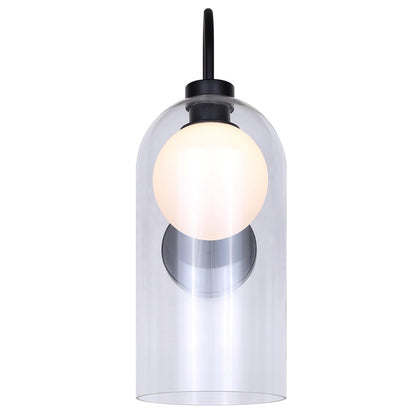 Canarm Pelia 1-Light Wall Sconce | Black Metal and Clear Glass | Hallway & Bedroom Accent | 7 x 10 x 19.88 in | Model IWF1142A01BK