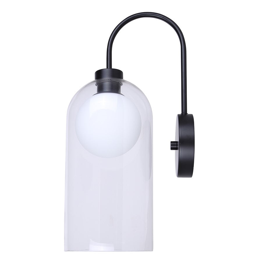Canarm Pelia 1-Light Wall Sconce | Black Metal and Clear Glass | Hallway & Bedroom Accent | 7 x 10 x 19.88 in | Model IWF1142A01BK