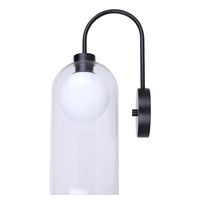 Canarm Pelia 1-Light Wall Sconce | Black Metal and Clear Glass | Hallway & Bedroom Accent | 7 x 10 x 19.88 in | Model IWF1142A01BK