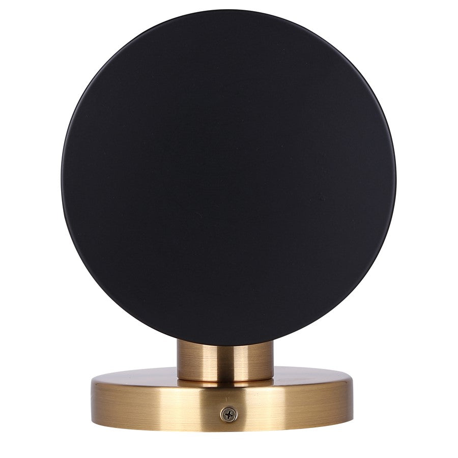 Canarm Jenner 7in 1-Light Wall Sconce | Mid-Century Matte Black and Gold with Clear Ribbed Glass | Hallway & Bedroom Accent | Model IWF1143A01BKG