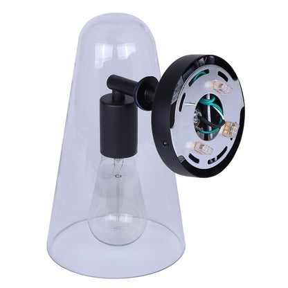 Canarm Luisa 8in 1-Light Wall Sconce | Mid-Century Matte Black with Clear Glass | Bedroom & Hallway Accent | 8 x 5.88 x 10.25 in | Model IWF1144A01BK