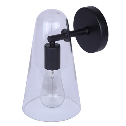 Canarm Luisa 8in 1-Light Wall Sconce | Mid-Century Matte Black with Clear Glass | Bedroom & Hallway Accent | 8 x 5.88 x 10.25 in | Model IWF1144A01BK