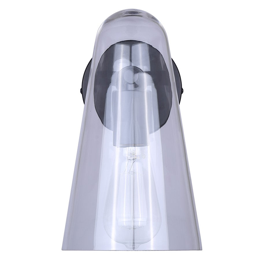 Canarm Luisa 8in 1-Light Wall Sconce | Mid-Century Matte Black with Clear Glass | Bedroom & Hallway Accent | 8 x 5.88 x 10.25 in | Model IWF1144A01BK