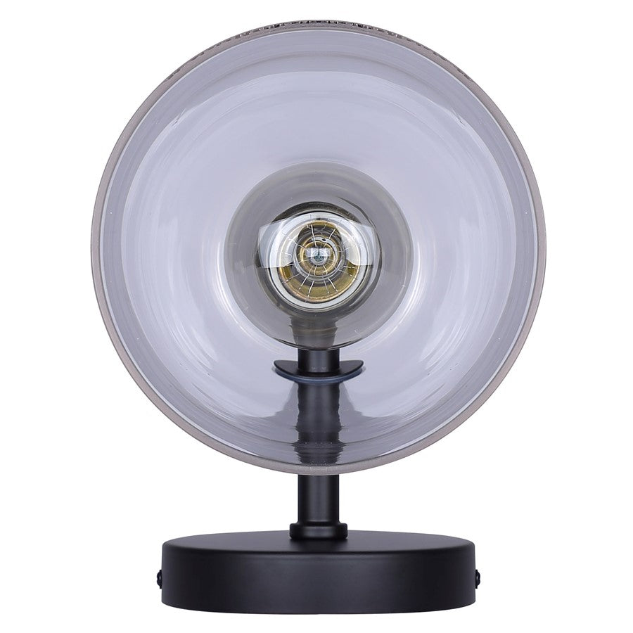 Canarm Luisa 8in 1-Light Wall Sconce | Mid-Century Matte Black with Clear Glass | Bedroom & Hallway Accent | 8 x 5.88 x 10.25 in | Model IWF1144A01BK