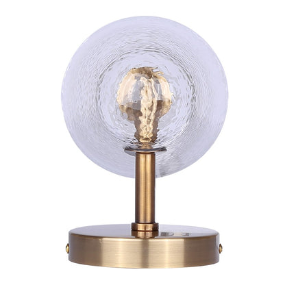 Canarm Luisa 8in 1-Light Wall Sconce | Mid-Century Gold with Hammered Clear Glass | Bedroom & Bathroom Accent | Model IWF1144A01GD