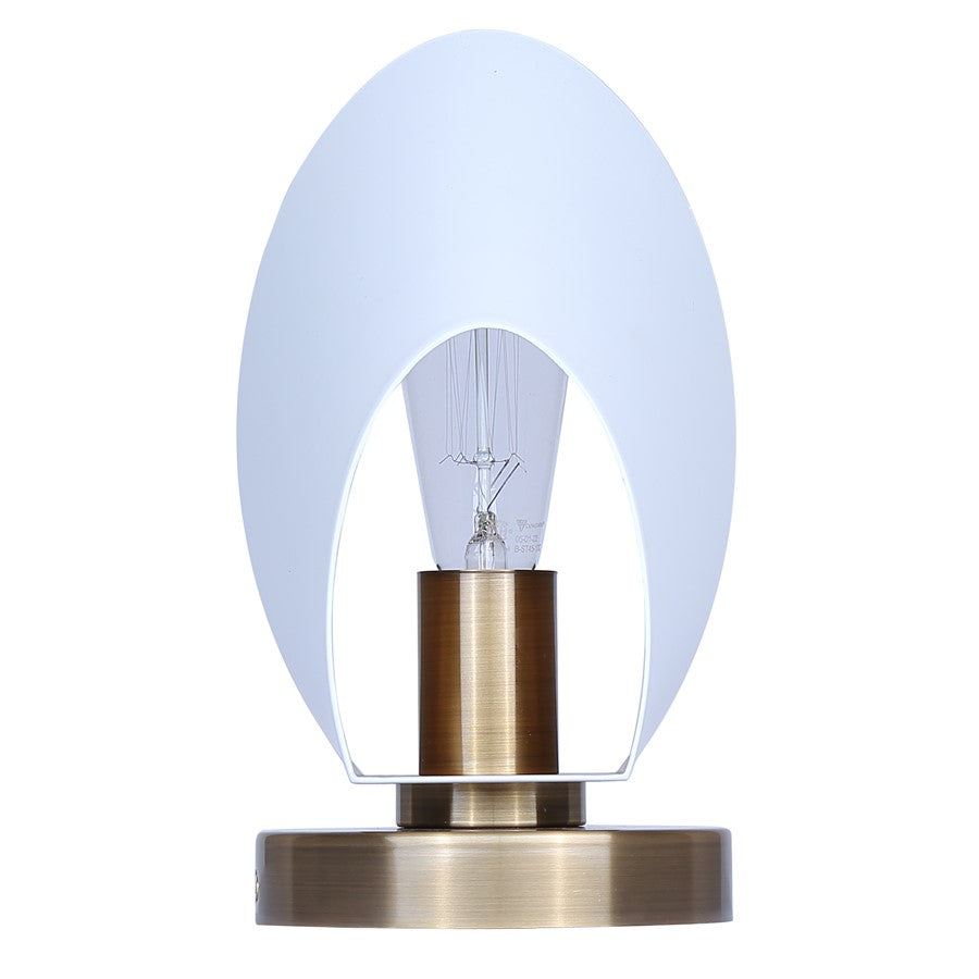 Canarm Daxton 9in 1-Light Wall Sconce | Mid-Century Matte White with Gold Interior | Bedroom & Hallway Accent | Model IWF1146A01WHG
